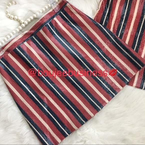 ZARA Striped Sequin Skirt and Top Set - Picture 5 of 8
